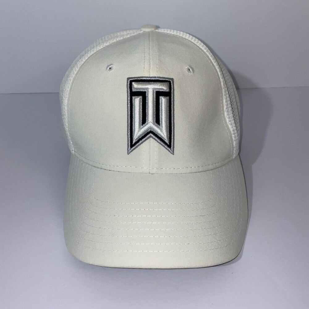 Nike Tiger Woods Ivory Mesh Stretch Hat Flex Fit S/M